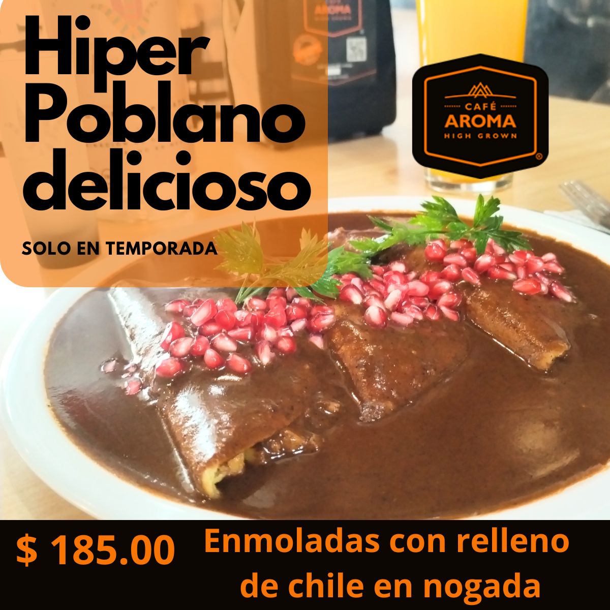 406Aroma's tweet photo. 🔥 ¡Hiper Poblano y Delicioso! 🔥
Solo por temporada, en Café Aroma puedes disfrutar nuestras exclusivas:
🥣 Enmoladas rellenas de chile en nogada – una fusión de dos tesoros poblanos 😋
💵 $185 pesos el platillo
🥃 ¡Incluye un shot de Mezcal Del Río!
Mezcal Poblano 100% de agave https://t.co/PsPrg77kRK