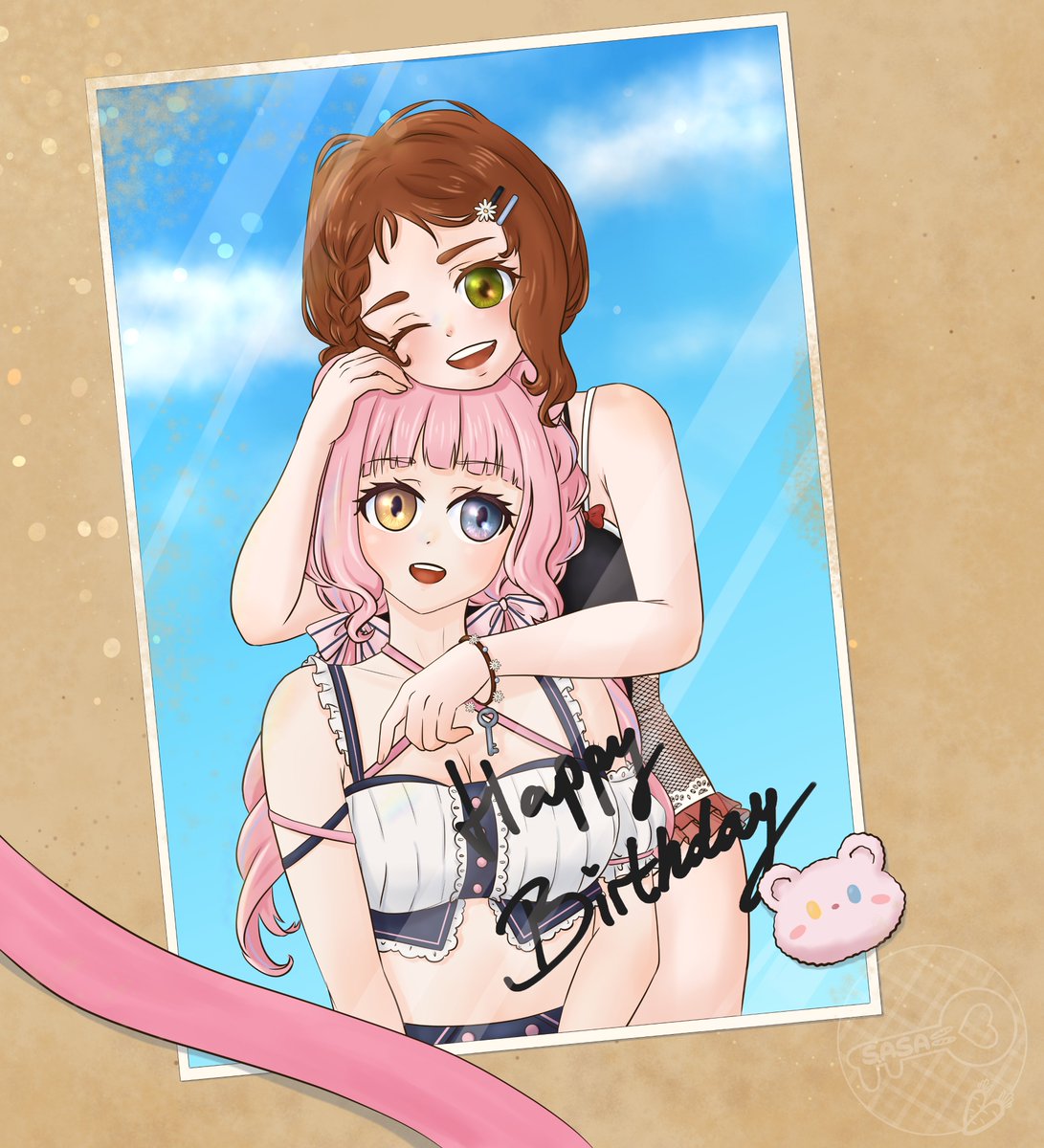 Sasa_Sacchii's tweet photo. a very Happy Birthday to my dear friend Emiko!!🎉

If only we could have an actual beach day together..

(next time I'll try not to almost forget but who could've known that it is already mid july??)

#EmikoArt #Sadraws https://t.co/WdSS8I2Rzl