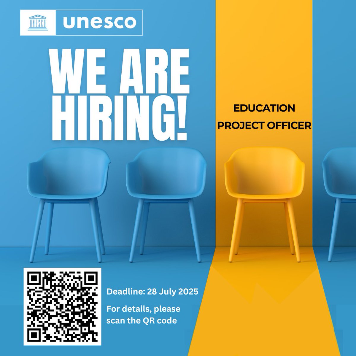 UnescoPakistan's tweet image. Passionate about transforming education? @UNESCO is hiring an Education Project Officer in Islamabad to lead impactful initiatives supporting #sdg4. If you have relevant expertise and a vision for change, apply now!
Link: careers.unesco.org/job/Islamabad-…