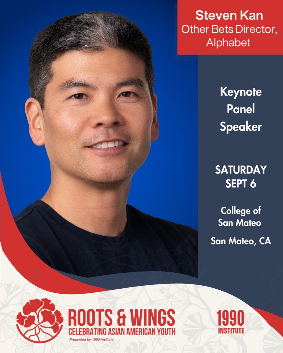 1990Institute's tweet image. 🚀 Meet Steven Kan—tech leader and builder of bold ideas as Alphabet’s Other Bets Director, overseeing investments.  He’s shaping the future with purpose and imagination. 

📷 Catch him live Sept 6 at our Youth Symposium! 📷eventbrite.com/e/the-2025-asi…… 

#1990Institute