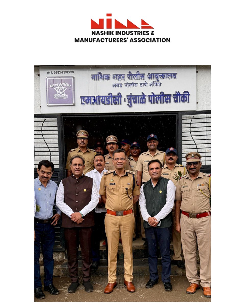 NIMANashik's tweet photo. 🚨 A major milestone for #Nashik!
NIMA's long-standing demand for a dedicated police station at Chunchale MIDC is finally approved.
Gratitude to Hon. MLA Smt. Seema Hiray & CP Shri Sandeep Karnik for their unwavering support. 🙏
#CMOMaharashtra #PMOIndia #MakeInNashik https://t.co/eVAgnZv5Qr