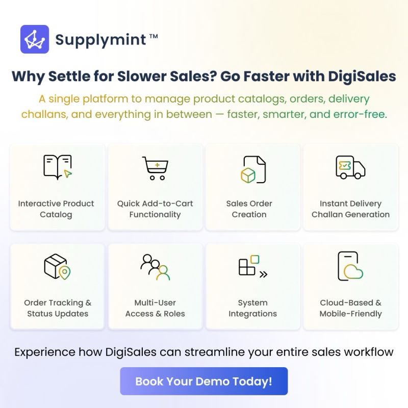 supplymint's tweet image. Sales shouldn't be a guessing game.
DigiSales by Supplymint unifies catalog, orders &amp;amp; tracking—no chaos, no delays.

✔️ Bulk order creation
✔️ Auto SOs &amp;amp; challans
✔️ Mobile-ready &amp;amp; cloud-based

See how: supplymint.com/products/digis…

#DigiSales #Supplymint #Sales #SaaS #SupplyChain