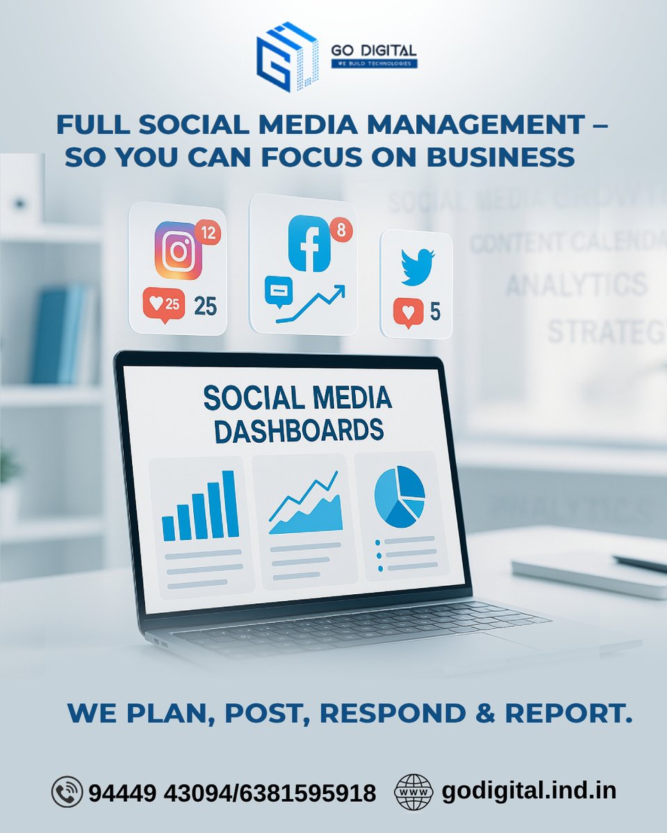 godigital_india's tweet image. 🎯 Tired of posting, replying &amp;amp; tracking social media stats?
✅ We plan, post, engage, &amp;amp; report – so you can focus on your business.
📞 94449 43094 
#SocialMediaManagement #TwitterMarketing #OutsourceContent #DigitalMarketing #MarketingAgency #GoDigitalNow #SMMA