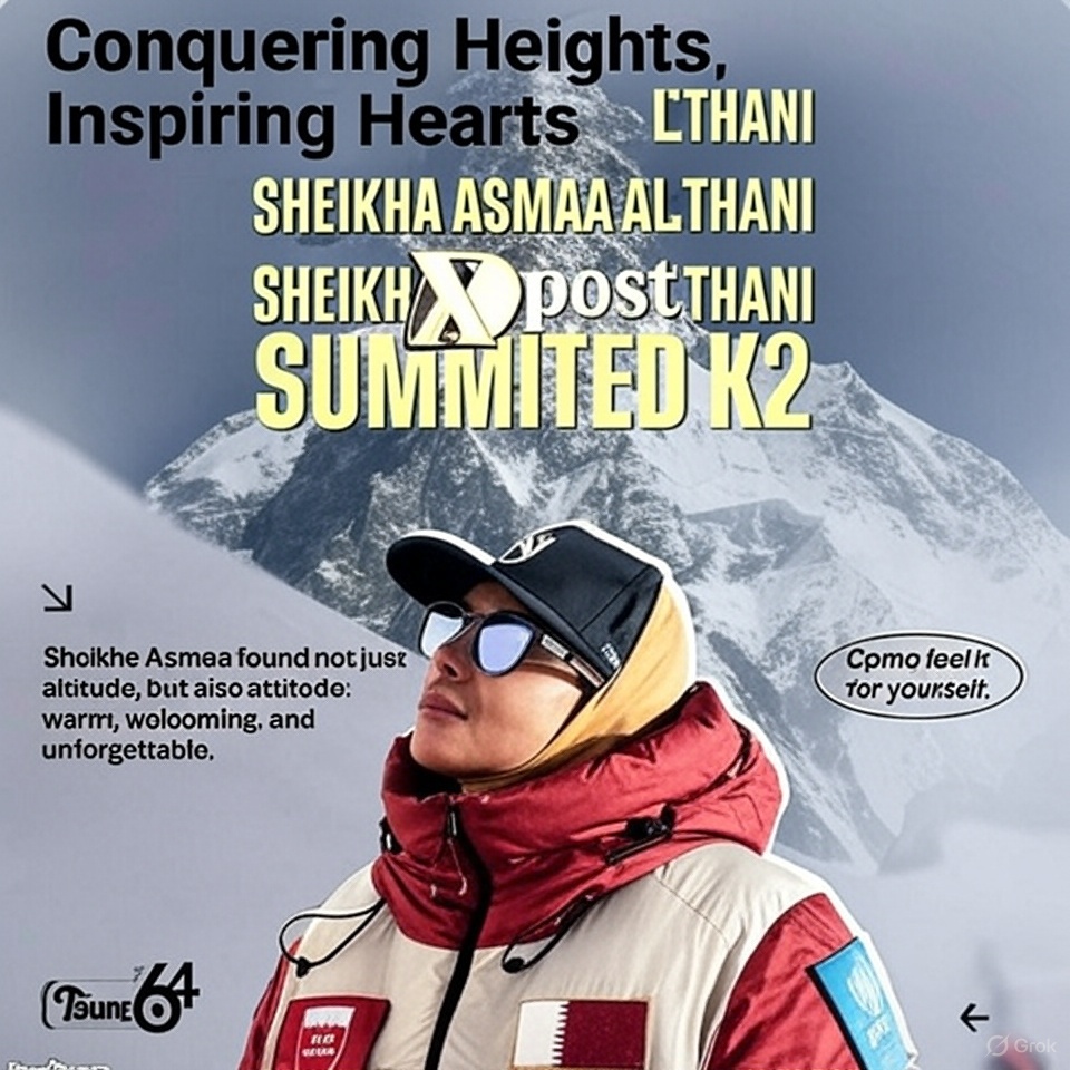 Conquering Heights Inspiring Hearts  Sheikha Asmaa Al Thani summited K2 with unmatched attitude, warmth, and unforgettable spirit.  
#K2Summit #SheikhaAsmaa 
#Inspiration #Mountaineering
#تحریک_تو_چلے_گی