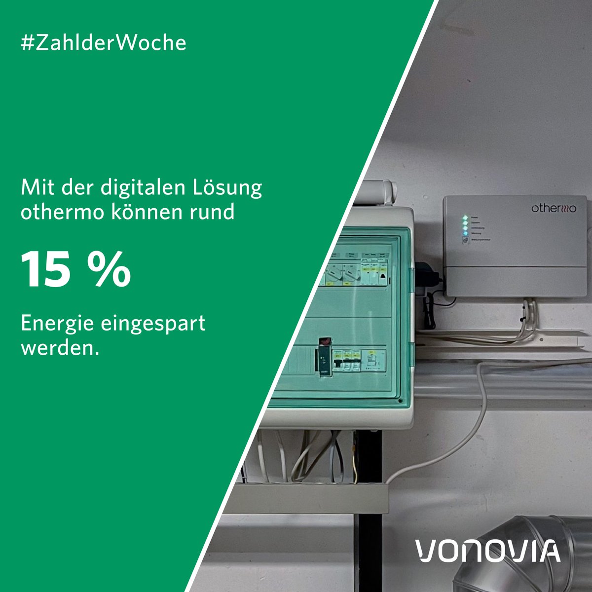 othermo erkennt falsch eingestellte Heizungsanlagen und bringt sie automatisch in den optimalen Modus zurück. Dadurch werden CO2-Emissionen effizient vermieden. Mieterinnen und Mieter profitieren von sinkenden Heizkosten. #Vonovia #ZahlderWoche #Zuhause #Zuhause