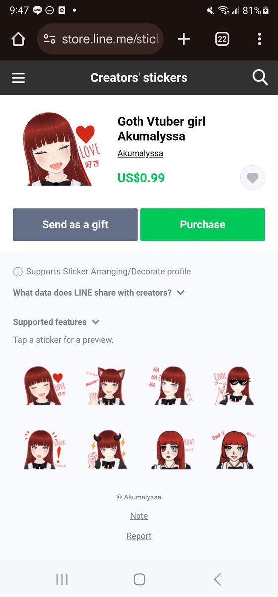 AkumAlyssa's tweet image. I made edits of some of my twitch emotes to put on the LINE sticker store!! 🫶❤️🥳 I'm excited to use them there myself mostly haha ✨️ But if anyone happens to use LINE for texting they're up for anyone to buy 🦇
store.line.me/stickershop/pr…