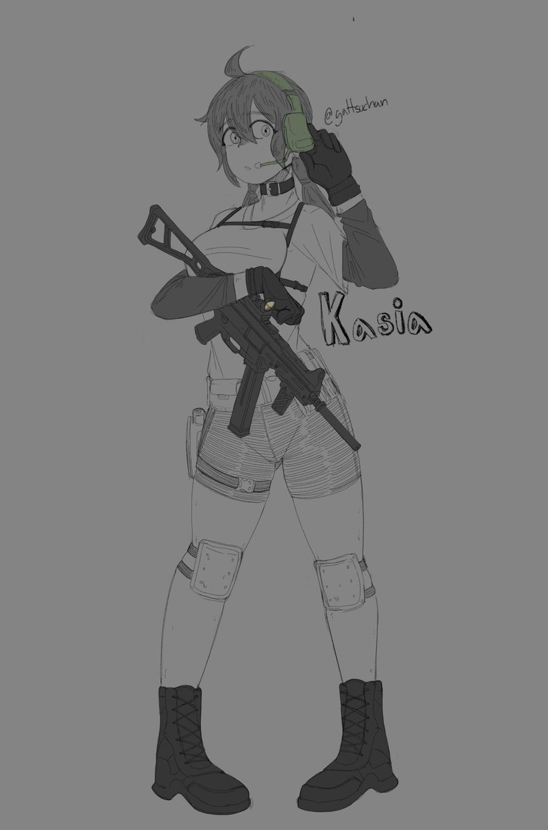 DrawsGus's tweet image. Artfight for @gattsuchan Very cute female operator 🙂‍↕️👌