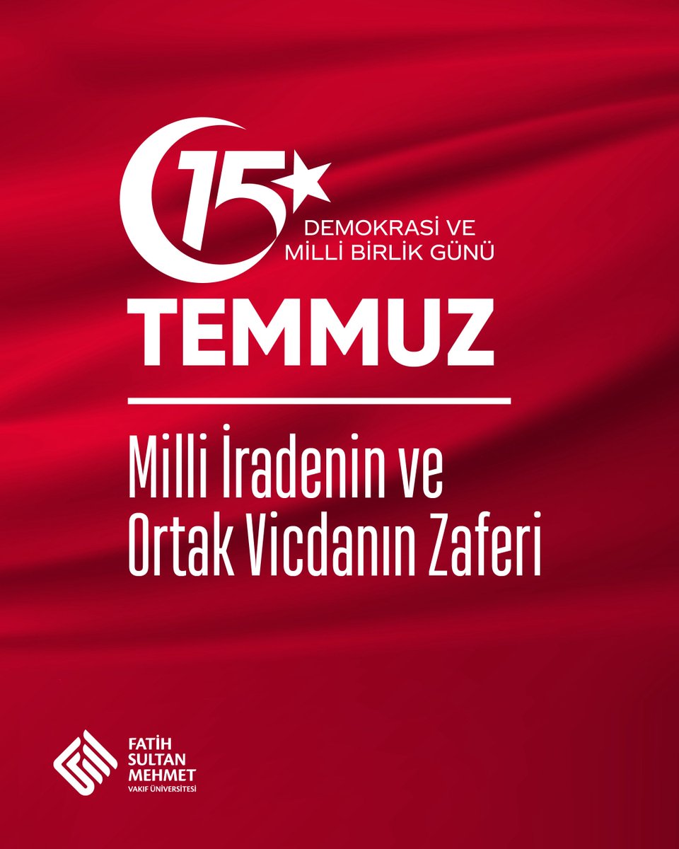 15 Temmuz Demokrasi ve Milli Birlik Günü, yalnızca bir gecenin değil; millî iradenin, ortak vicdanın ve demokrasimize bağlılığın tarihe kazındığı gündür.
▫
Milletimizin birlik ve beraberliğine kasteden hain darbe girişimi; milletimizin cesareti, kararlılığı ve sarsılmaz