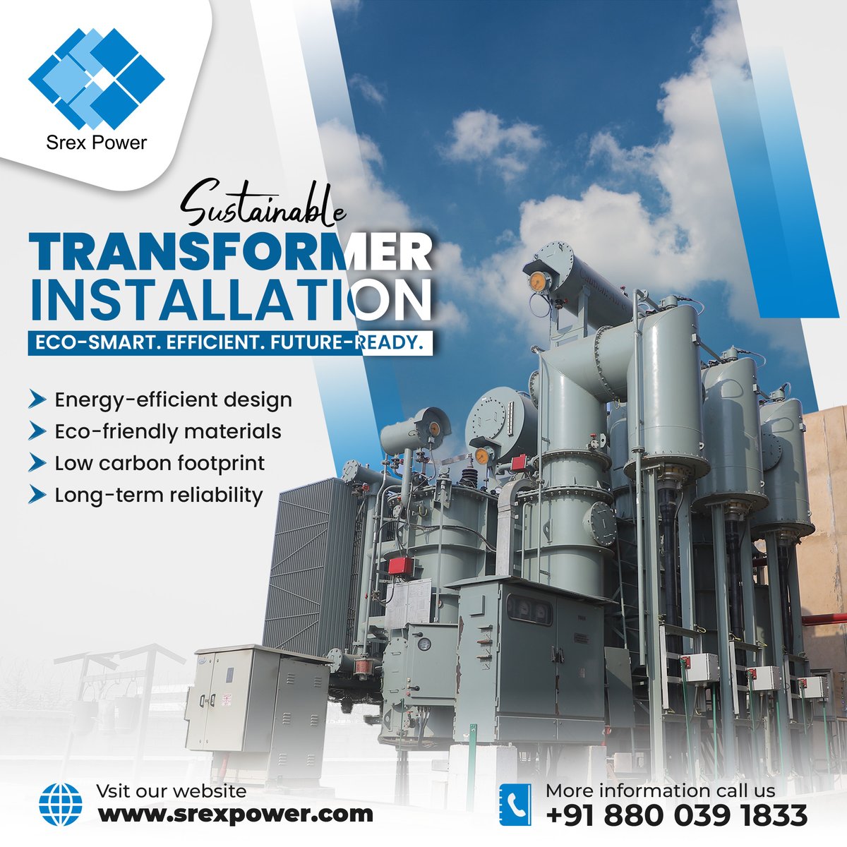 srexpowerindia's tweet image. Powering progress with purpose!
At Srex Power, every transformer installation supports a smarter, greener grid for India.
Let’s build a sustainable tomorrow — one substation at a time.
#SrexPower #SmartGridIndia #PoweringIndia #CleanTech