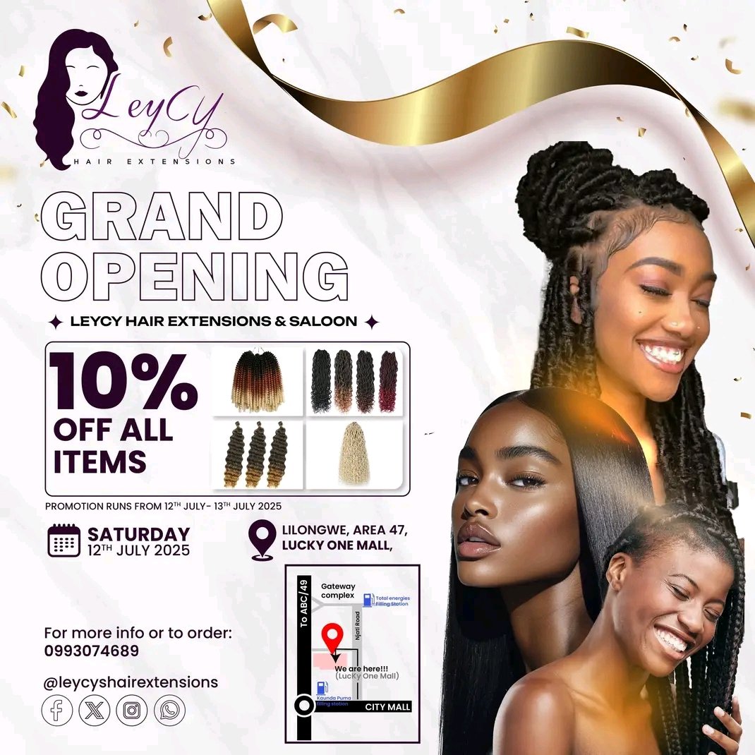 MALAWIAN CHILD🇲🇼 (@juliomulenga) on Twitter photo Bey y'all baddies braid you hair today with <a href="/leycyshair/">Leycys Mobile Salon</a> saloon,Book appointment.
We are located at Lucky one Mall in Lilongwe. Behind Puma filling Station which is by gateway round about.
Call us on 0993074689
#LeycyHairExtensions
#SlayWithLeycy
Please retweet Bey y'all baddies braid you hair today with <a href="/leycyshair/">Leycys Mobile Salon</a> saloon,Book appointment.
We are located at Lucky one Mall in Lilongwe. Behind Puma filling Station which is by gateway round about.
Call us on 0993074689
#LeycyHairExtensions
#SlayWithLeycy
Please retweet