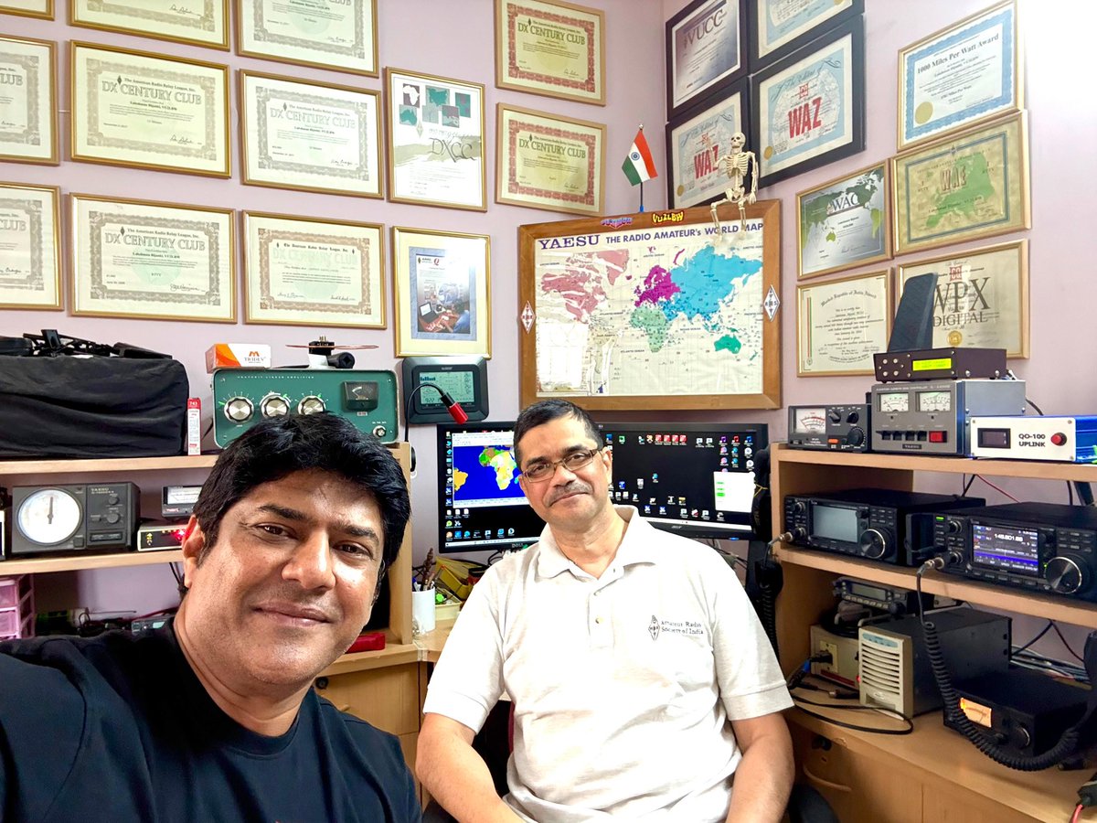 Good to have Hari VU2UCR visiting my shack today. Great eyeball with Hari who is passionate about portable ops. We should hear him soon on his roves on the satellites too. 
<a href="/HariSriramaiah/">Hari Sriramaiah</a> 
<a href="/AMSAT/">AMSAT</a> 
#hamradio