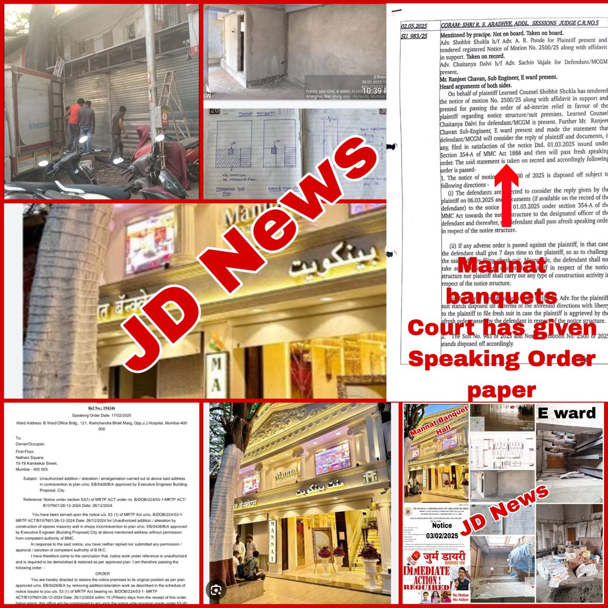 JD News (Jurm Diary News Paper) (@paper64561) on Twitter photo Eward Against law and order A/E Ranjit Chohan and J/E Sunil kolamkar not issue speaking order and join hand together with the landlord.According to the source they have taken a heavy amount for managing this work.119A/120 Mannat banquets Mum-10 <a href="/mybmc/">माझी Mumbai, आपली BMC</a> <a href="/mybmcWardE/">WARD E BMC</a> <a href="/CMOMaharashtra/">CMO Maharashtra</a> Eward Against law and order A/E Ranjit Chohan and J/E Sunil kolamkar not issue speaking order and join hand together with the landlord.According to the source they have taken a heavy amount for managing this work.119A/120 Mannat banquets Mum-10 <a href="/mybmc/">माझी Mumbai, आपली BMC</a> <a href="/mybmcWardE/">WARD E BMC</a> <a href="/CMOMaharashtra/">CMO Maharashtra</a>