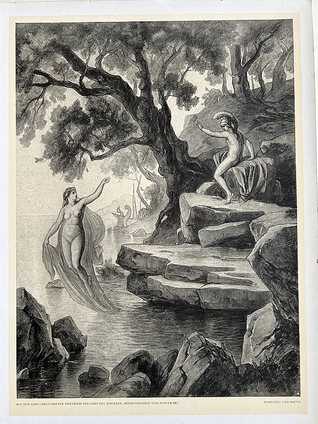 akhosilaos's tweet image. Achilleus and Thetis by Friedrich Preller the Younger