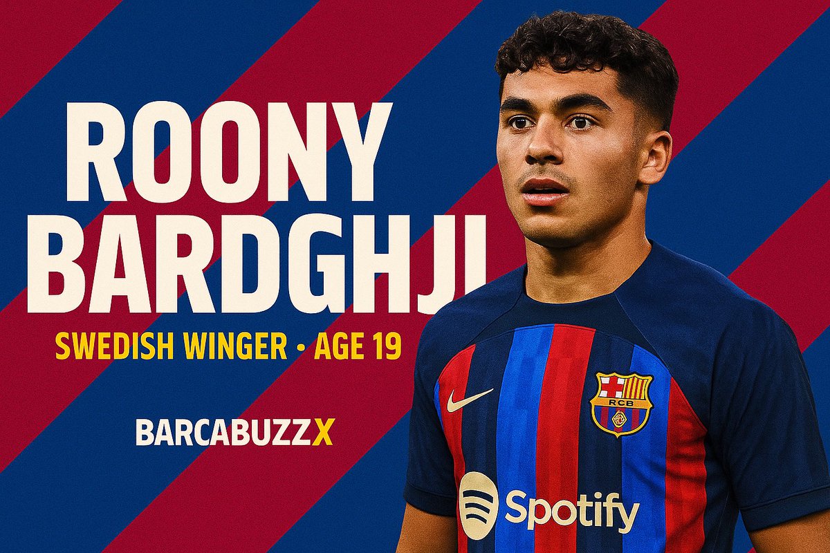 BarcaBuzzX's tweet photo. 🔵🔴 OFFICIAL: Roony Bardghji joins FC Barcelona!
The 19-year-old Swedish winger arrives from FC Copenhagen, adding flair and firepower to the Blaugrana attack.
Welcome to Barça, Roony! 👏🔥
#BarcaBuzzX #ViscaBarça #RoonyBardghji #FCBarcelona #BarçaTransfer https://t.co/wpm6e43VXZ