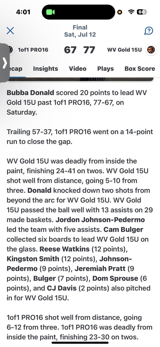 insight from the game against 1of1