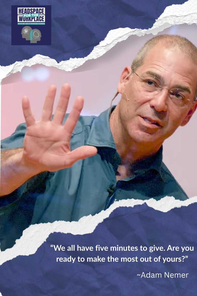 Sally Spencer-Thomas (@sspencerthomas) on Twitter photo “We all have five minutes to give. Are you ready to make the most out of yours?”
Adam Nemer did -- and it transformed a life. <a href="/MentalSimple/">Simple Mental Health | Adam Nemer</a>
Hear his story now: sallyspencerthomas.com/headspace/68
#LeadershipMatters #HeadspaceForTheWorkplace #SimpleMentalHealth “We all have five minutes to give. Are you ready to make the most out of yours?”
Adam Nemer did -- and it transformed a life. <a href="/MentalSimple/">Simple Mental Health | Adam Nemer</a>
Hear his story now: sallyspencerthomas.com/headspace/68
#LeadershipMatters #HeadspaceForTheWorkplace #SimpleMentalHealth