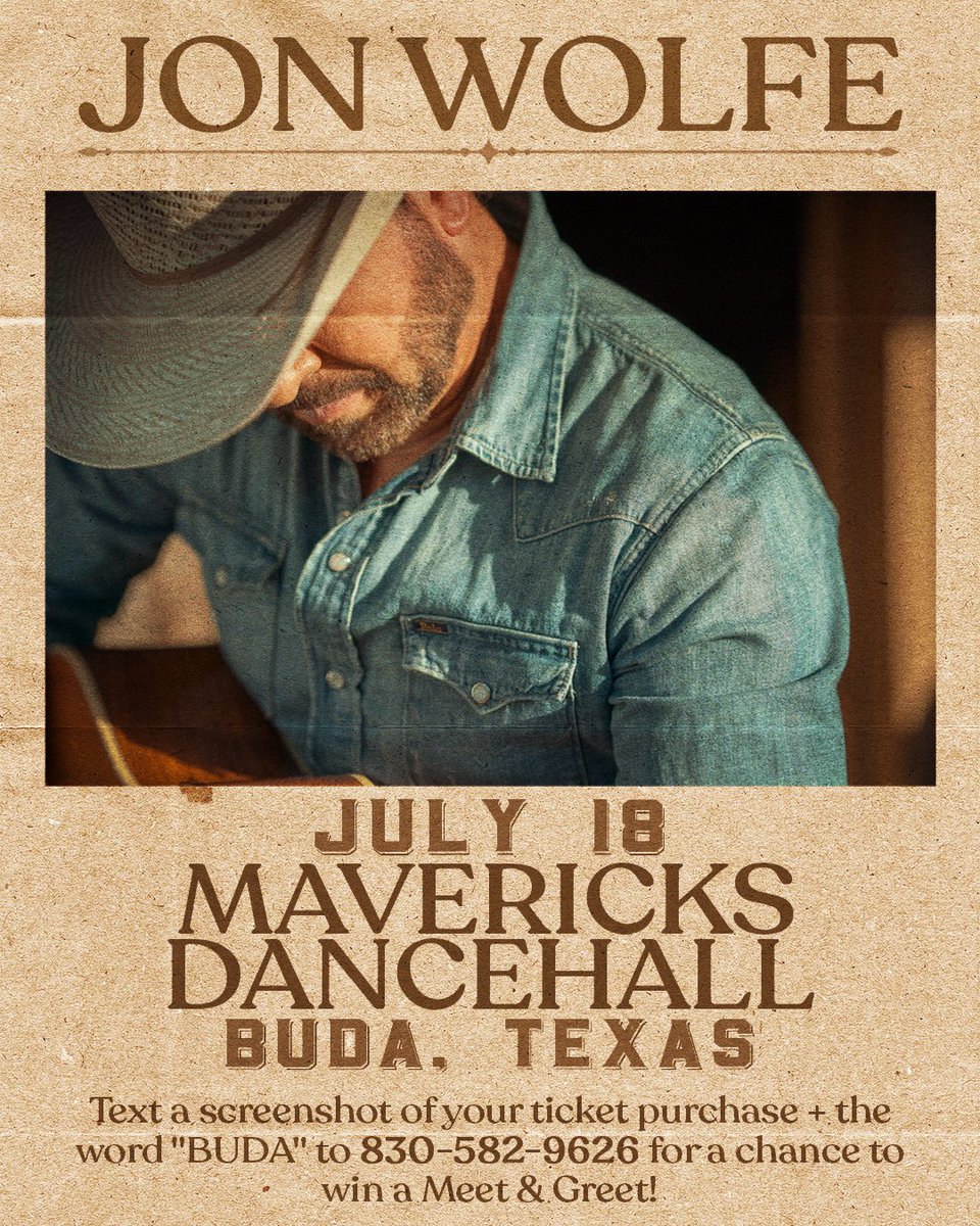 I’m givin’ away Meet &amp; Greet passes for our July 18th show at Mavericks Dance Hall! Want to hang before the show? laylo.com/jonwolfecountr…
Winners will be picked Thursday. Good luck, y’all!