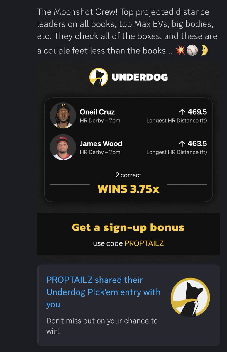 Prop Tailz (@proptailz) on Twitter photo Moonshots! π₯βΎοΈπ
James Wood
o463.5β β
Oneil Cruz
o469.5β β
Love to see it <a href="/OnlyParlaysVIP/">OnlyParlays VIP π</a> Moonshots! π₯βΎοΈπ
James Wood
o463.5β β
Oneil Cruz
o469.5β β
Love to see it <a href="/OnlyParlaysVIP/">OnlyParlays VIP π</a>