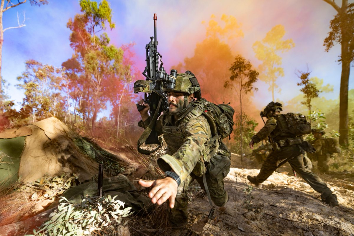 AustralianArmy's tweet image. The warfightersโ palette ๐จ
On the road to TS25 #AusArmy soldiers from Battle Group Ram bring the colour to trench assaults during the SQLD Warfighter.
๐ธ CPL Johnny Huang