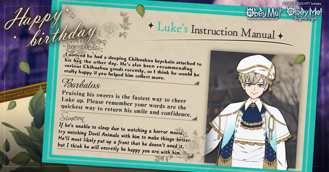 ObeyMeOfficial1's tweet image. Great news, denizens! It appears that everyone has made an instruction manual for Luke 💘 Be sure to study it thoroughly so you, too, can be a master at handling him! ✨
#ObeyMeBD
#HappyBirthdayLuke