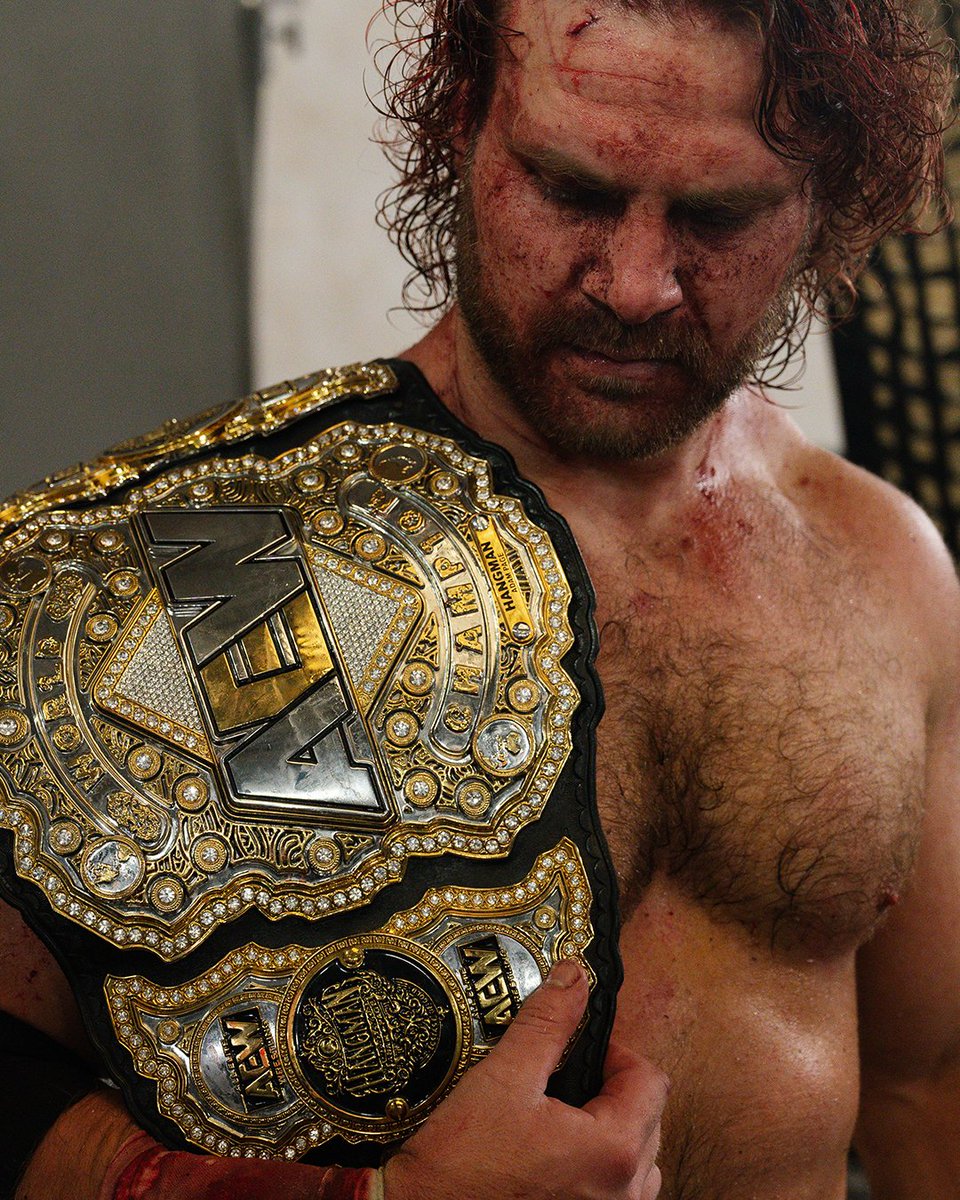 KXNGAO's tweet image. Hangman’s nameplates and side plates being put on the AEW World Championship🐎🐎🐎