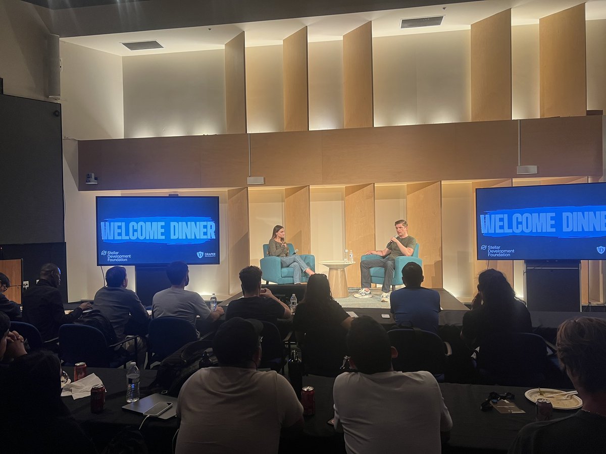 Kicking off our <a href="/draper_u/">Draper University</a> welcome dinner with a keynote from <a href="/logicarbitrage/">Nick</a>!

Super excited to watch these teams build over the next 4 weeks 🔥