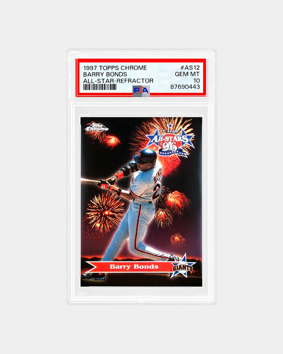 PSAcard's tweet image. 𝙋𝙊𝙋 𝙌𝙐𝙄𝙕 💣 Which slugger took the Derby crown in ‘96?
These four All-Star inserts bring serious pop—2,282 career homers combined. But the real power? Fewer than 50 PSA 10s exist across the full 22-card checklist.