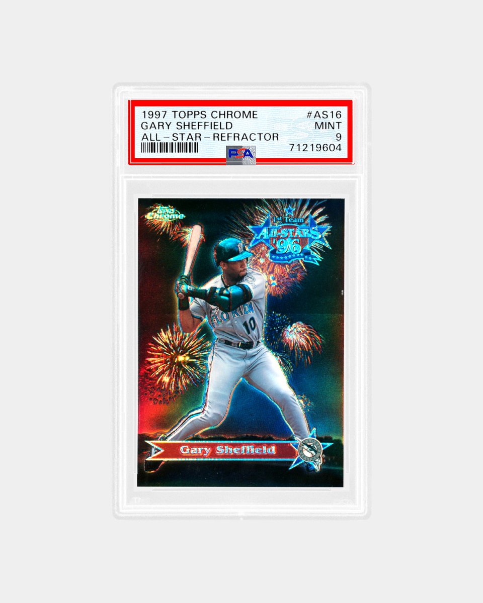 PSAcard's tweet image. 𝙋𝙊𝙋 𝙌𝙐𝙄𝙕 💣 Which slugger took the Derby crown in ‘96?
These four All-Star inserts bring serious pop—2,282 career homers combined. But the real power? Fewer than 50 PSA 10s exist across the full 22-card checklist.