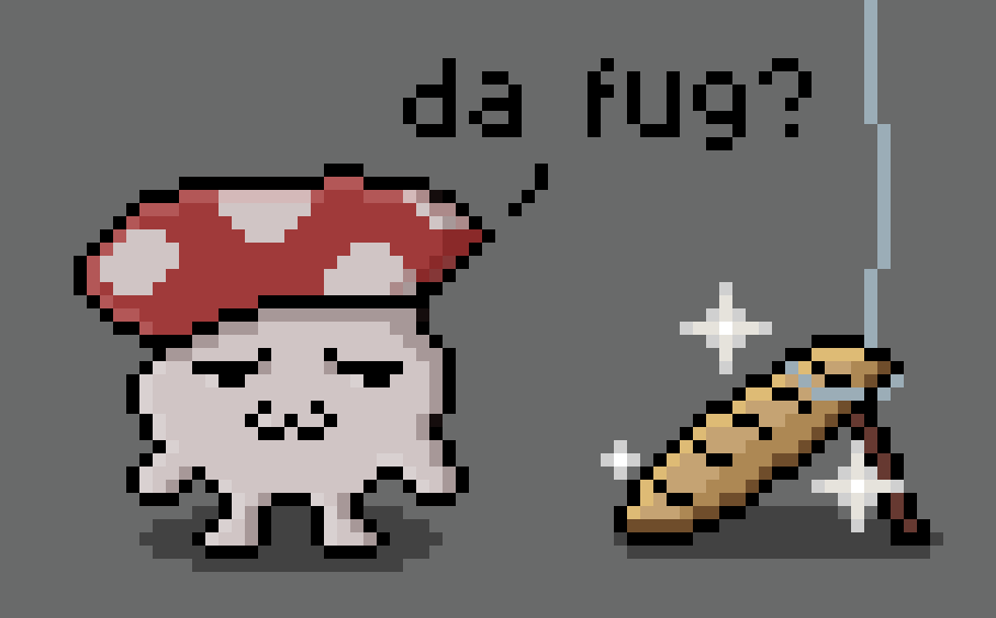 The concerned mushroom spots a trustworthy bread
#pixelart