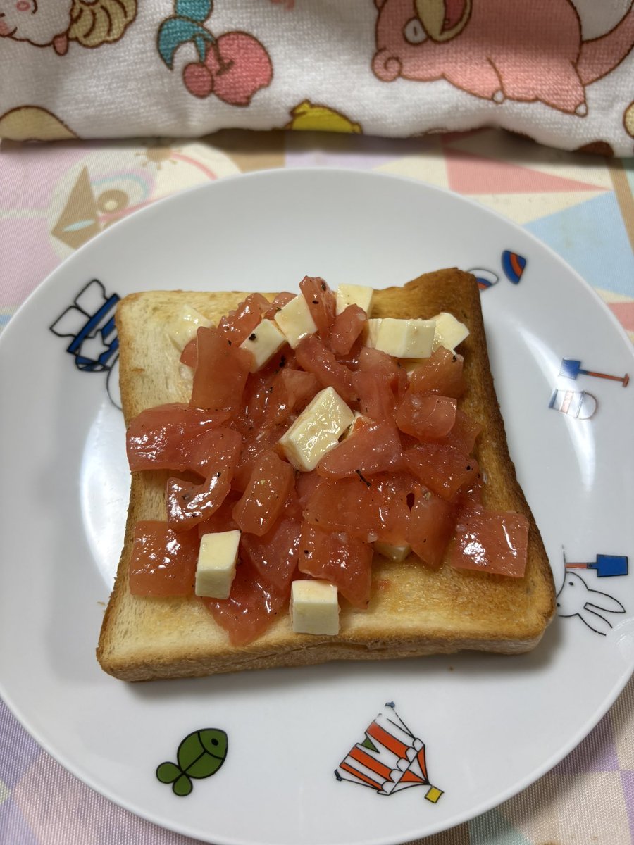 fidhel_sub's tweet image. トマト1個を使い切らなきゃいけないのでとあるVさんから教わった簡易ブルスケッタ。本来はガーリックトースト作るけど具にチューブにんにくを混ぜるの頭いいなって。生トマト苦手だけど美味しかった。
#せかいーと
#えまぺこり