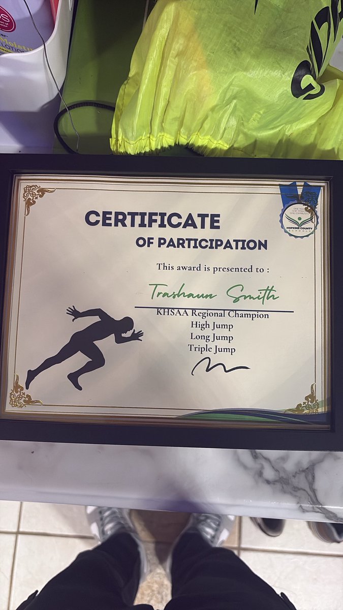 Today, I was named Athlete of the Year by the Board of Education and KHSAA Regional Champion in High Jump, Long Jump, and Triple Jump. 

I was also recognized for breaking the Region 2 Triple Jump record with a 48-10.05 jump.