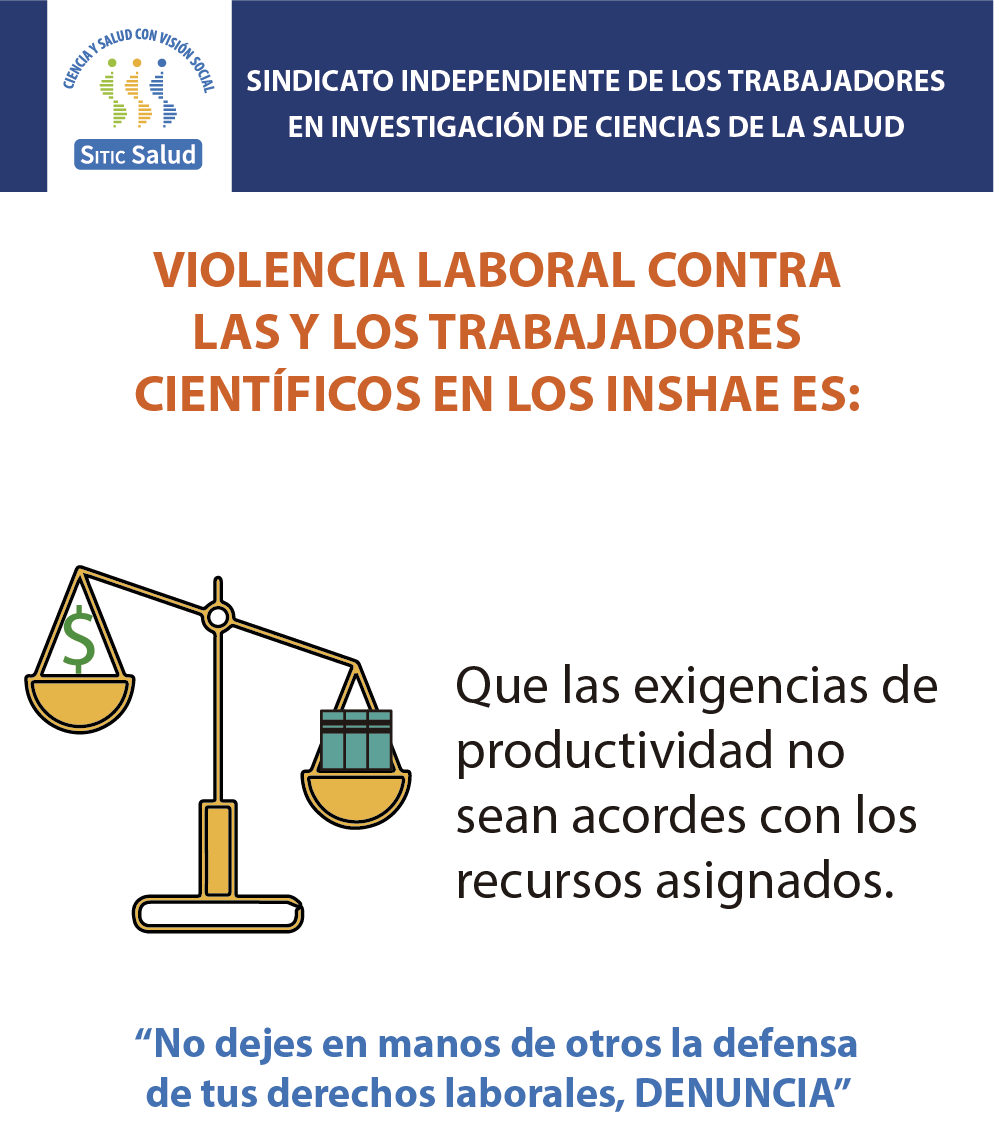 📢#Violencia laboral contra los #trabajadores científicos #INSHAE es:

Que las exigencias de productividad no sean acordes con los recursos asignados 🚩🚩🚩🚩🚩