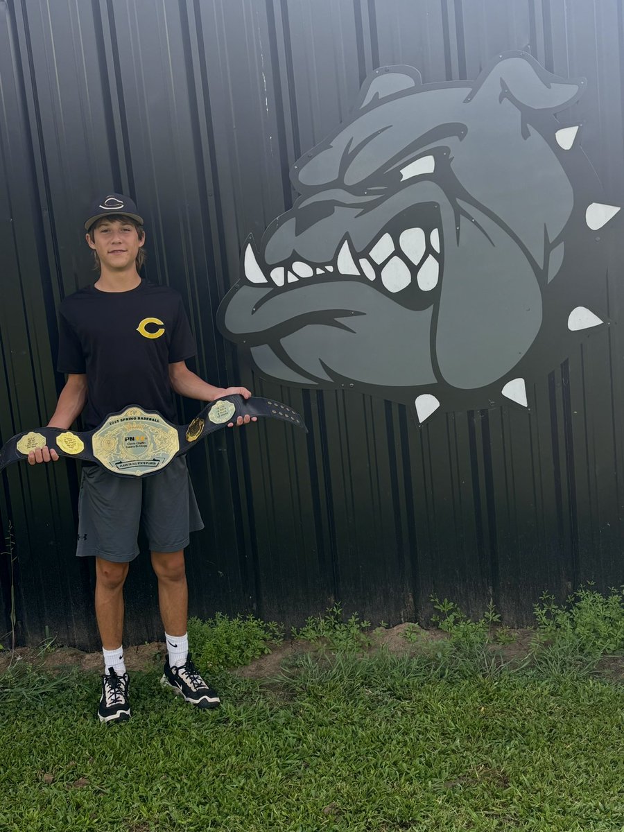 PrepNation_TV's tweet image. #OKPrepStory: Calera Bulldogs’ Logan
Bumgarner and Gavin Chaffin pose with
their Class 2A All State Belts for the Spring
Baseball Season. Congratulations! #PNTV