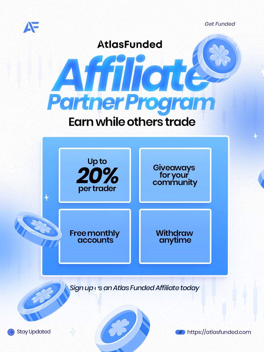 Become our Affiliate and Earn while you trade!🔥

✅ Up to 20% Industry leading Commission on each sale
✅ Giveaways for your community
✅ Free monthly accounts
✅ Instant Commission Withdrawal

Ready to partner with a winner?

Sign up today:  atlasfunded.com/partners