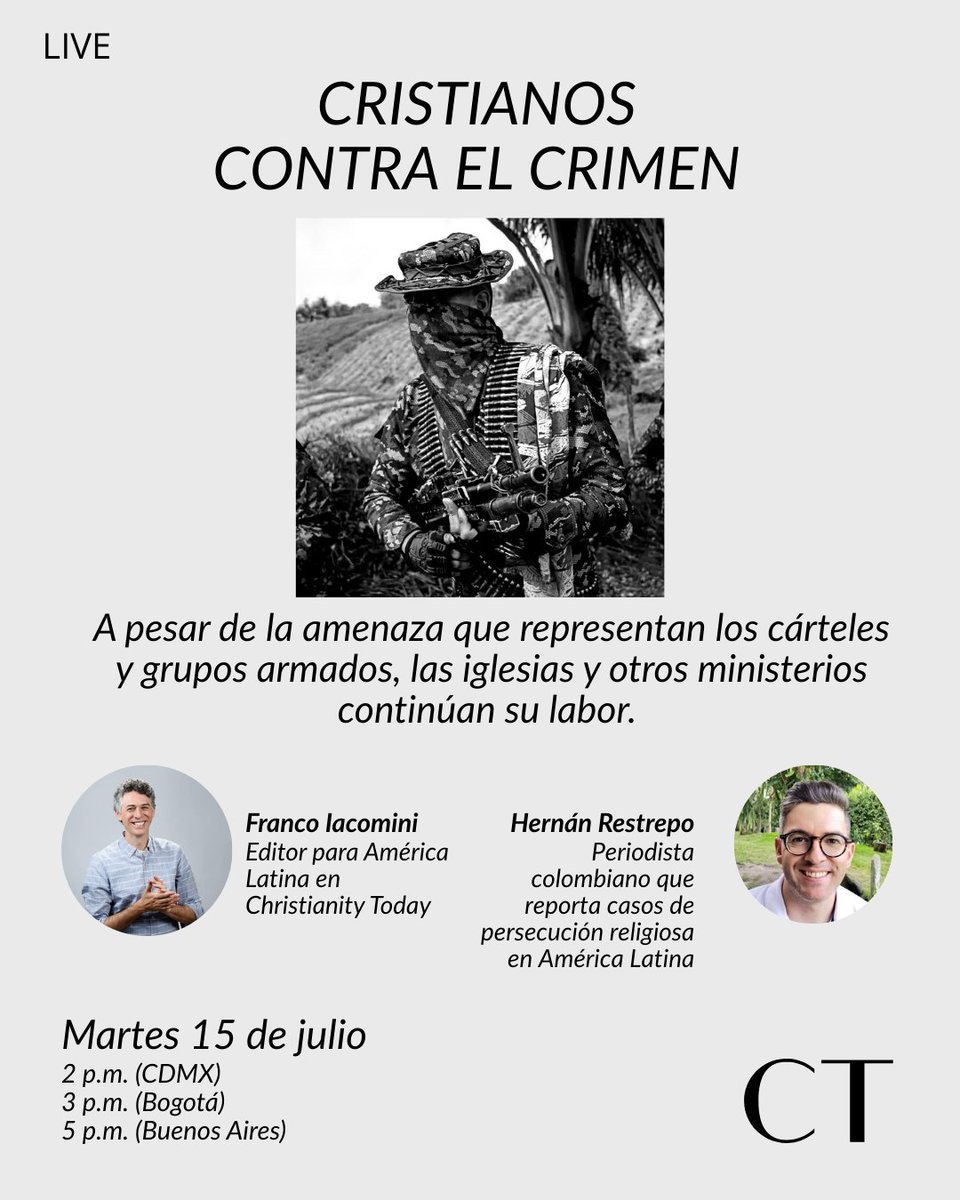 CT_enespanol's tweet image. 🔴 Este martes, conéctate a nuestro Instagram Live con @iacomini y @hrestrepo para hablar sobre #CristianosContraElCrimen en países como México y Colombia 👉 instagram.com/ct_enespanol/