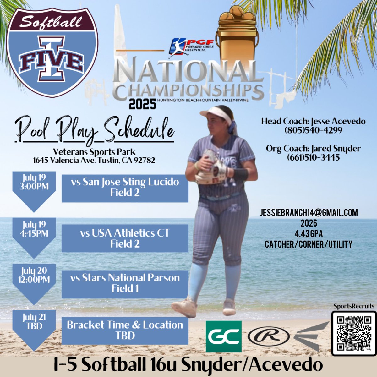 Jessie Branch 2026 (@jessie14branch) on Twitter photo PGF next week! For pool play my team and I will be at Veterans Sports Park.
<a href="/coach_simm/">Harold Simmons</a> <a href="/UNC_BearsSB/">UNC Bears Softball</a> <a href="/DedeannPH1/">Dedeann Pendleton-Helm</a> <a href="/LinfieldCatball/">Linfield Softball</a> <a href="/PacificSoftball/">Pacific Softball</a> <a href="/sammduran28/">Sam Duran - Kukuk</a> <a href="/laniricketts10/">Keilani Ricketts Tumanuvao</a>
<a href="/CLUSoftball/">Regals Softball</a>
<a href="/CSUMBsoftball/">CSUMBsoftball</a> PGF next week! For pool play my team and I will be at Veterans Sports Park.
<a href="/coach_simm/">Harold Simmons</a> <a href="/UNC_BearsSB/">UNC Bears Softball</a> <a href="/DedeannPH1/">Dedeann Pendleton-Helm</a> <a href="/LinfieldCatball/">Linfield Softball</a> <a href="/PacificSoftball/">Pacific Softball</a> <a href="/sammduran28/">Sam Duran - Kukuk</a> <a href="/laniricketts10/">Keilani Ricketts Tumanuvao</a>
<a href="/CLUSoftball/">Regals Softball</a>
<a href="/CSUMBsoftball/">CSUMBsoftball</a>