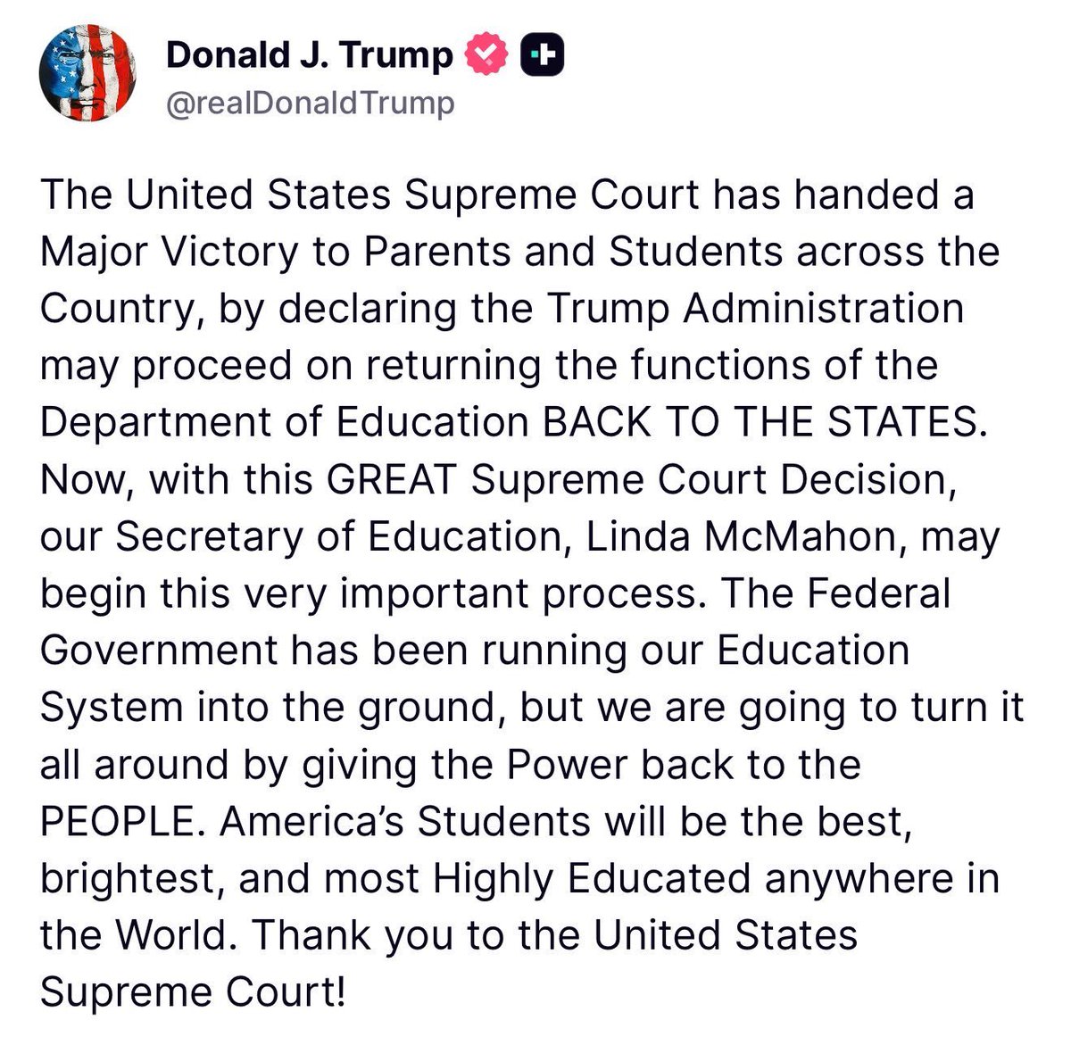 Smokahontas2024's tweet image. This monumental Supreme Court ruling ignites a beacon of hope for freedom, parental empowerment, and accountability, inspiring local communities to reclaim their children's educational journey and forge a brighter future. Thank you, @POTUS and the Supreme Court!