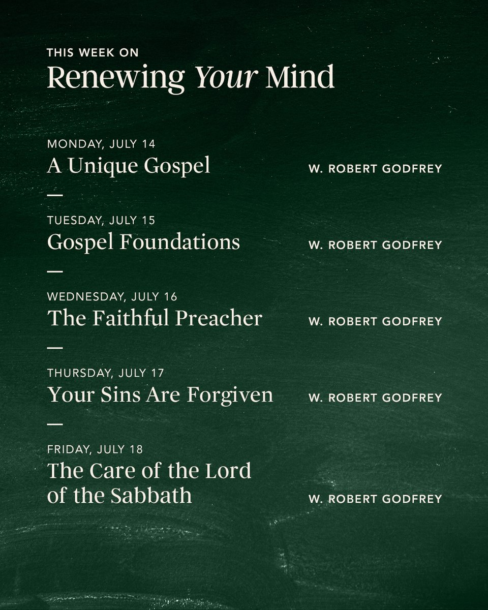 RYMRadio's tweet image. All this week, we’re sharing messages from W. Robert Godfrey’s new teaching series, Following Jesus: The Gospel of Mark.
Listen each day as we consider Jesus’ identity as the Son of God and Savior of all who repent and trust in Him. RenewingYourMind.org
