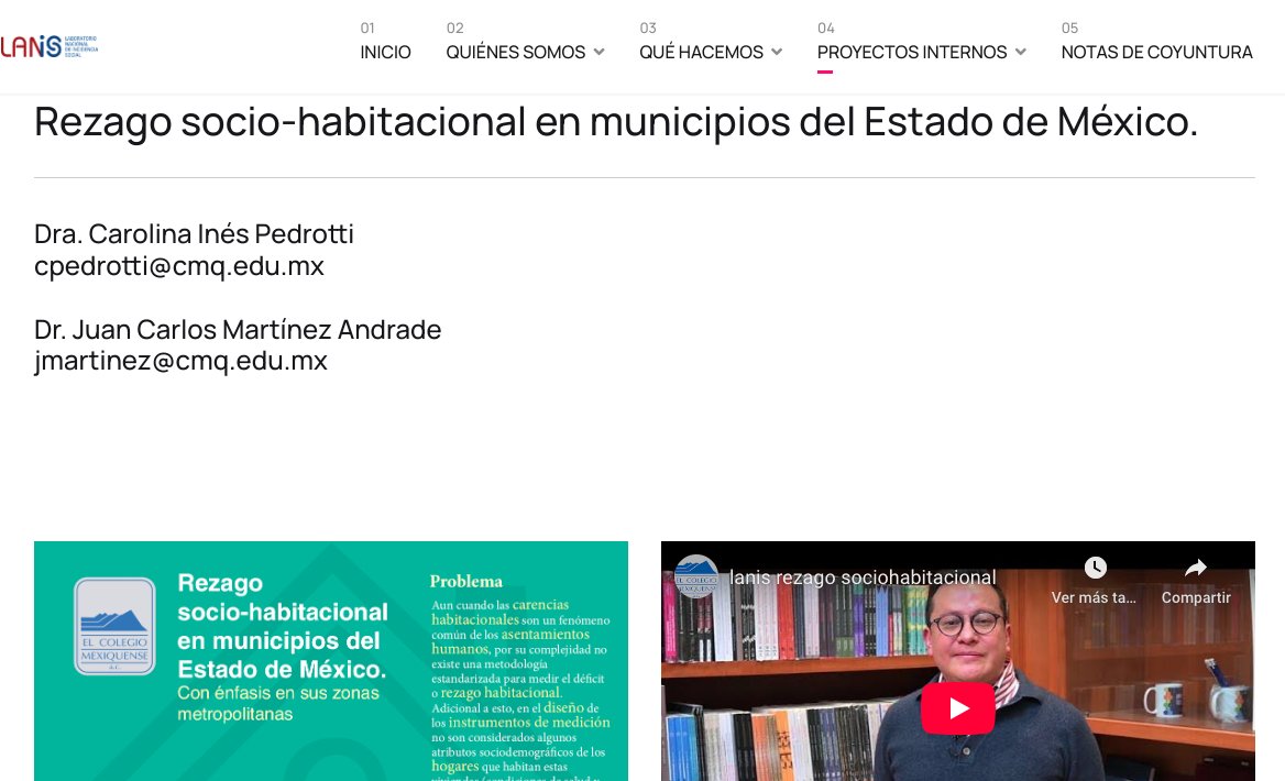 Los resultados del proyecto interseminarial «Rezago socio-habitacional en municipios del Estado de México» están disponibles el micrositio de Laboratorio Nacional de Incidencia Social (Lanis), donde encontrarán una infografía, el documento en detalle y los testimonios de la