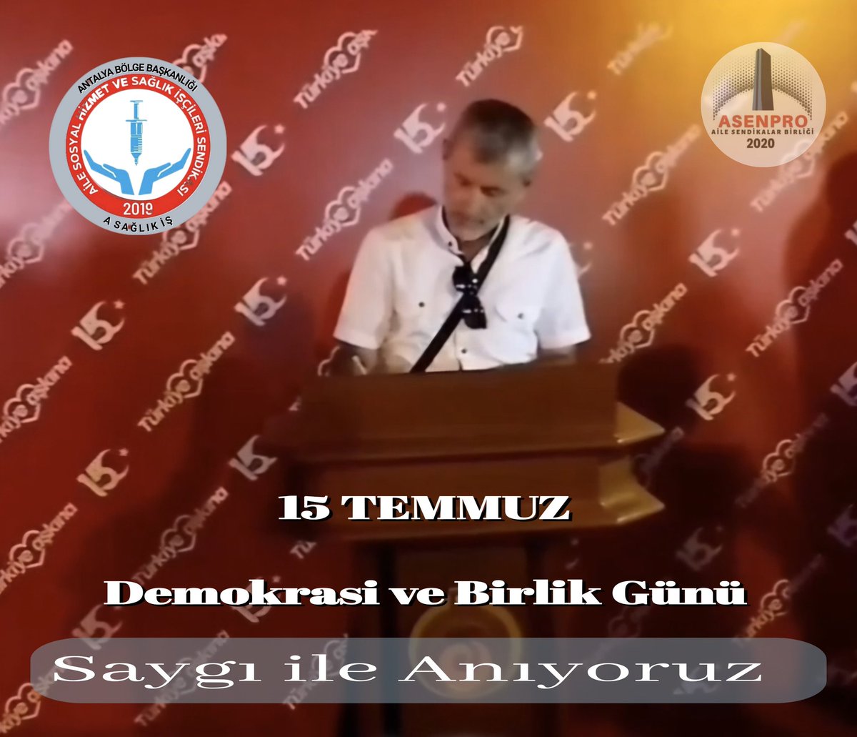 🇹🇷 Antalya valiliği 15 TEMMUZ anı defterini
A SAĞLIK İŞ Sendikası adına İmzaladım

15 Temmuz’u unutmadık, unutmayacağız. 

Milletimiz, Türkiye’yi hain bir kalkışma ve işgal girişiminden kurtarmıştır

Zaferin Adı Türkiye/Ömer Halisdemir 
#15TemmuzuUnutmaUnutturma #15TemmuzuUnutma