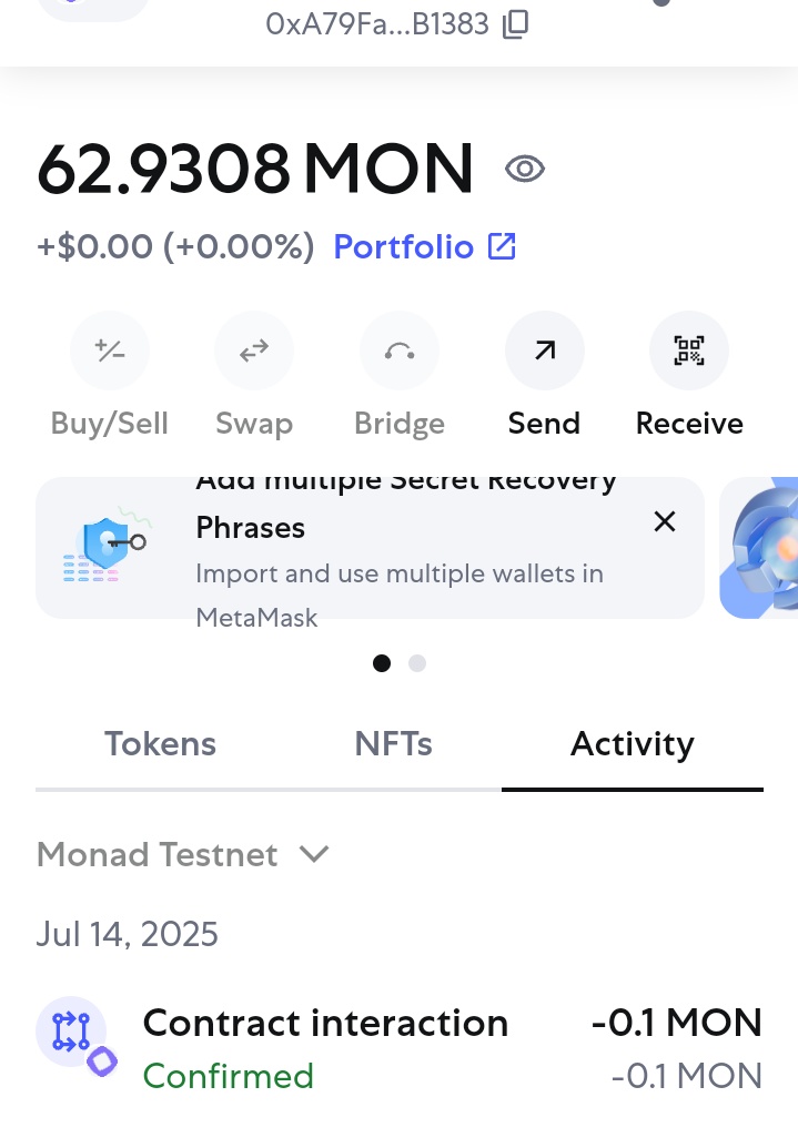 Low on $MON test tokens?
Drop your wallet, I’ll send some your way so you can keep exploring the testnet.

Let’s grow together.