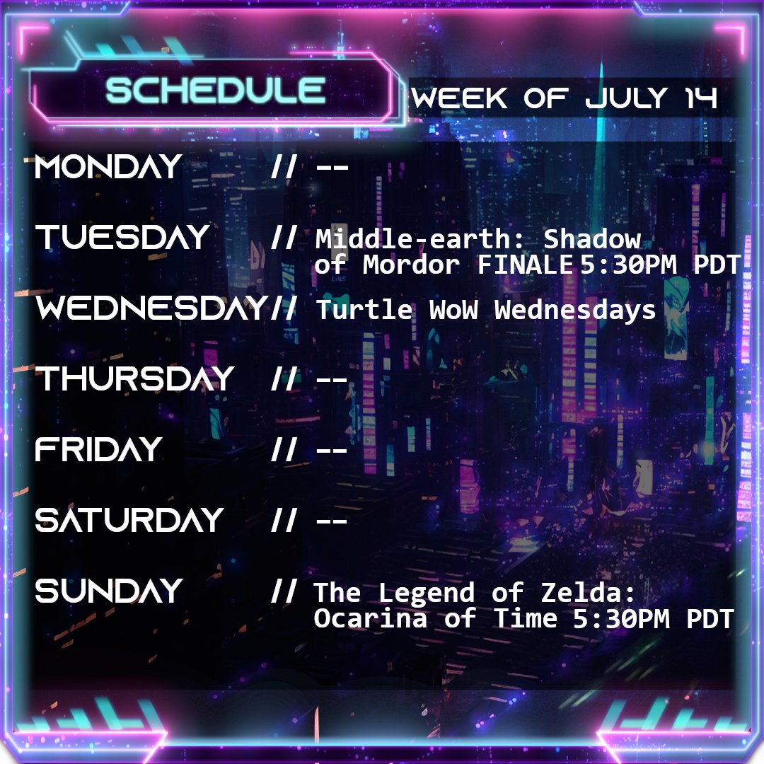 ZeroEchoZenith's tweet image. This week's stream schedule... Finale of Shadow of Mordor TOMORROW, and MAYBE the finale of Ocarina of Time on Sunday? We'll see. Thank you to 200 subs (YouTube)!! Will see about doing something either in a small vid and/or on stream. Will be a fun time. I've also got a couple of…