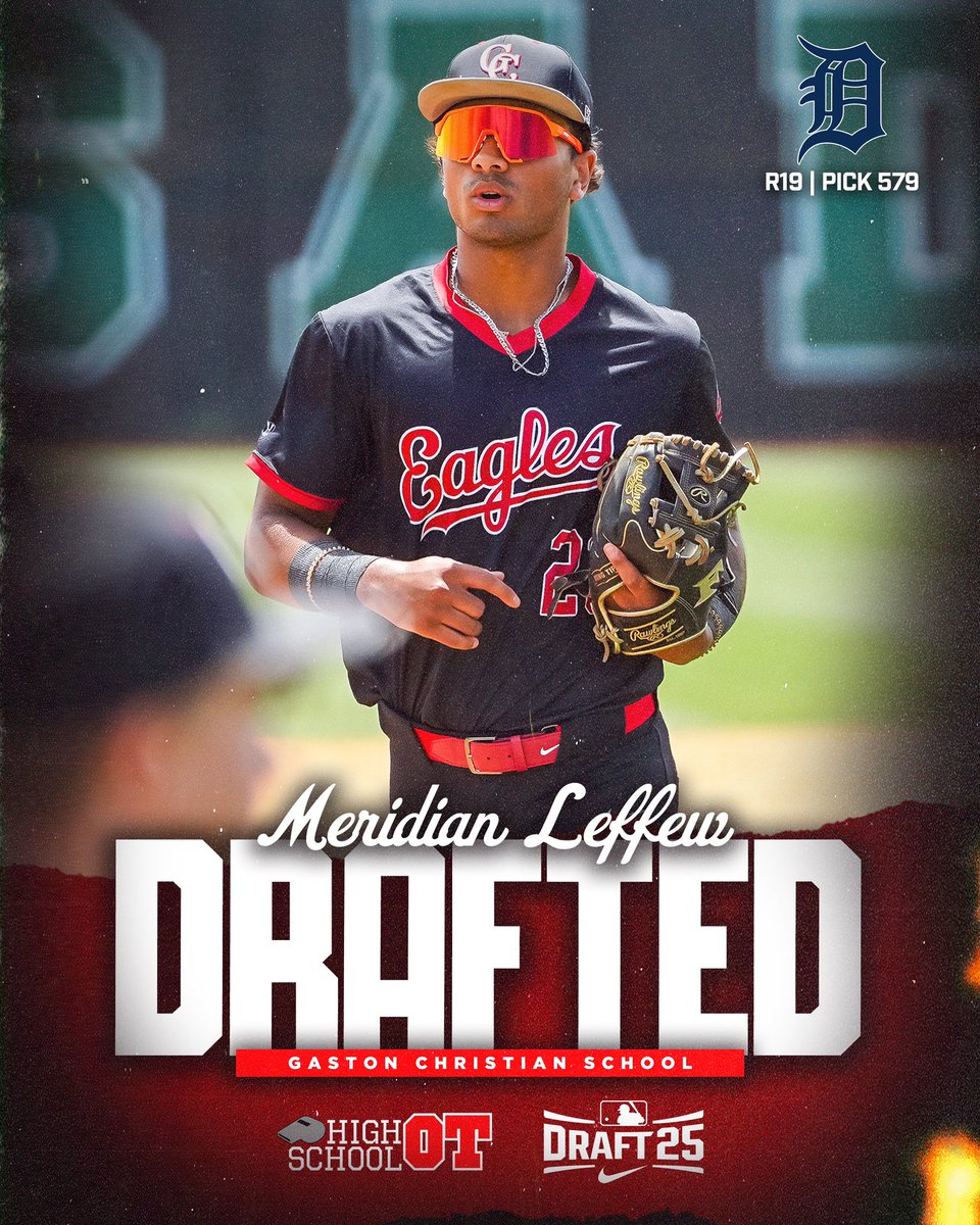 HighSchoolOT (@highschoolot) on Twitter photo The Detroit @Tigers  used one of its final picks to send a 704 start to the Motor City.
Gaston Christian's Meridian Leffew was selected in the 19th round of the MLB Draft, 579th overall.
Leffew reclassed this year to complete high school one year earlier. He was a second-team The Detroit @Tigers  used one of its final picks to send a 704 start to the Motor City.
Gaston Christian's Meridian Leffew was selected in the 19th round of the MLB Draft, 579th overall.
Leffew reclassed this year to complete high school one year earlier. He was a second-team