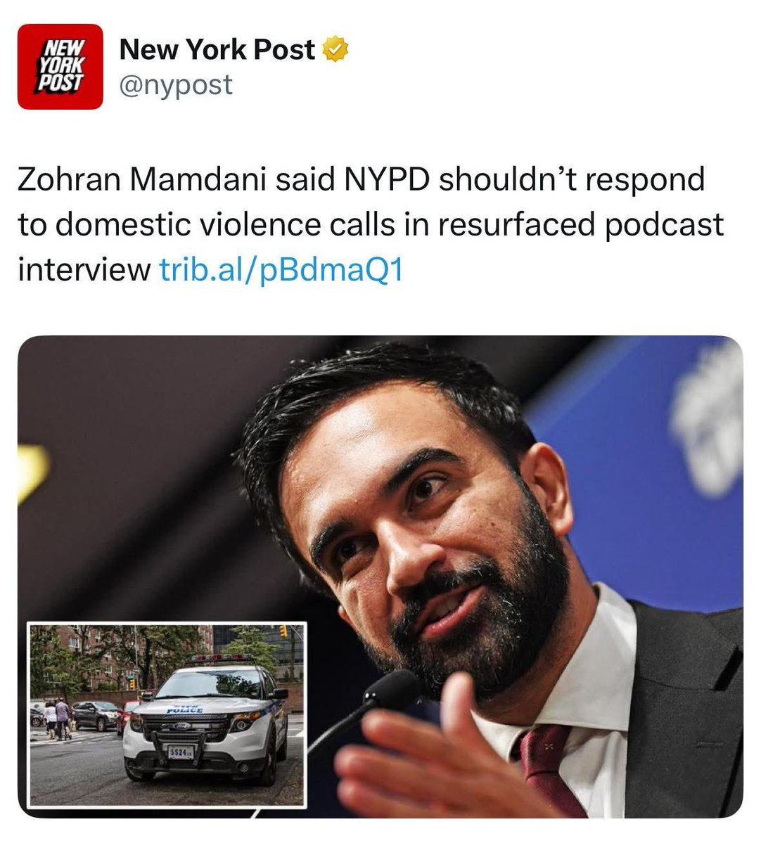 Zohran Mamdani said NYPD shouldn't respond to domestic violence calls. 

Sharia Law allows the men to beat their wives.

 Welcome to the all new New York City under Islam.