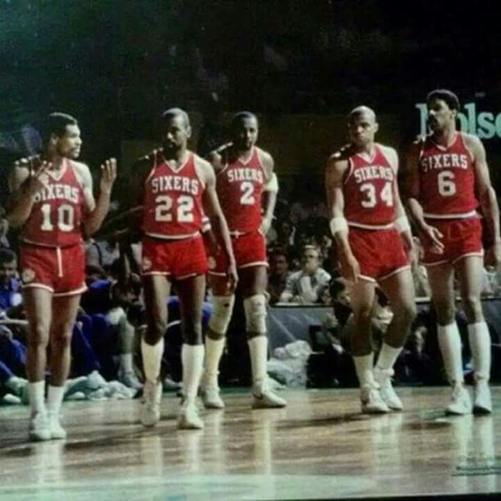 Now this is a staring five: Maurice Cheeks, Andrew Toney, Moses Malone, Charles Barkley, and Julius Erving.