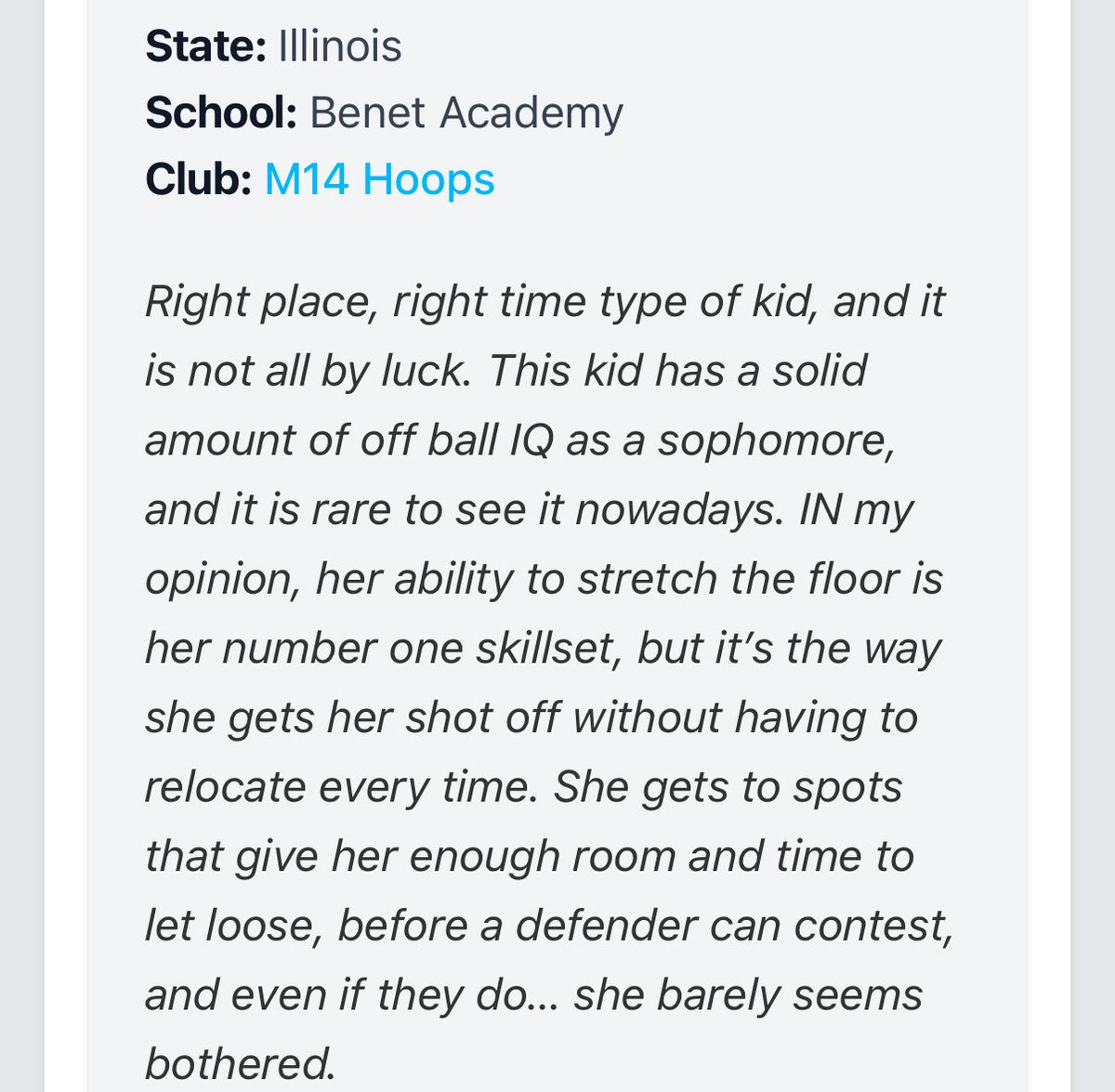 Thank you <a href="/PGHByron/">Byron Xerxes Livsey</a> for the write up! <a href="/BenetGBB/">Benet Girls Basketball</a> <a href="/M14Hoops_Girls/">Team M-XIV Girls</a> <a href="/IGBRcoverage/">Premier Recruiting Service in girlsbball</a>