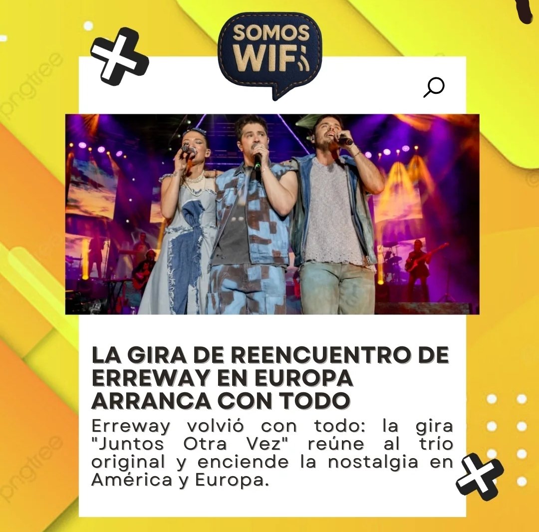 somoswifioki's tweet photo. Erreway en modo épico: su gira "Juntos Otra Vez" arranca con todo

La icónica banda argentina Erreway, surgida de la exitosa serie Rebelde Way, arrancó su reencuentro con la gira "Juntos Otra Vez Tour 2025" que comenzó en Santiago de Chile el 28 de marzo y +
#errewaytour https://t.co/NH49SuH3rt