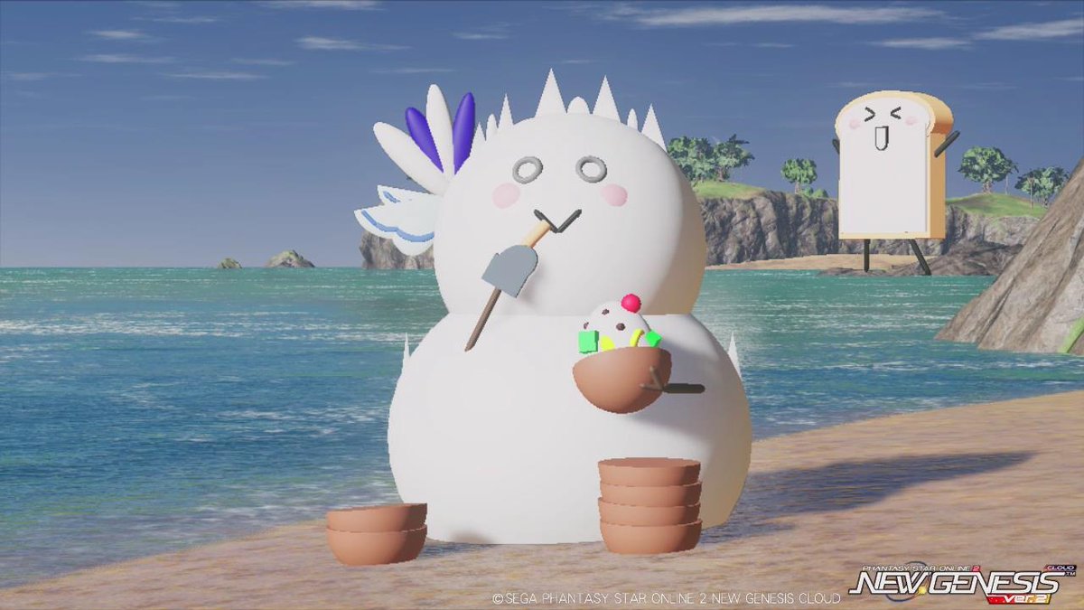 sageoshow's tweet image. 頭キンキンな水着トラム姉さま雪だるまを #クリエイティブスペース で作ってみました⛄🍧🍞

#千年戦争アイギス 
#PSO2NGS