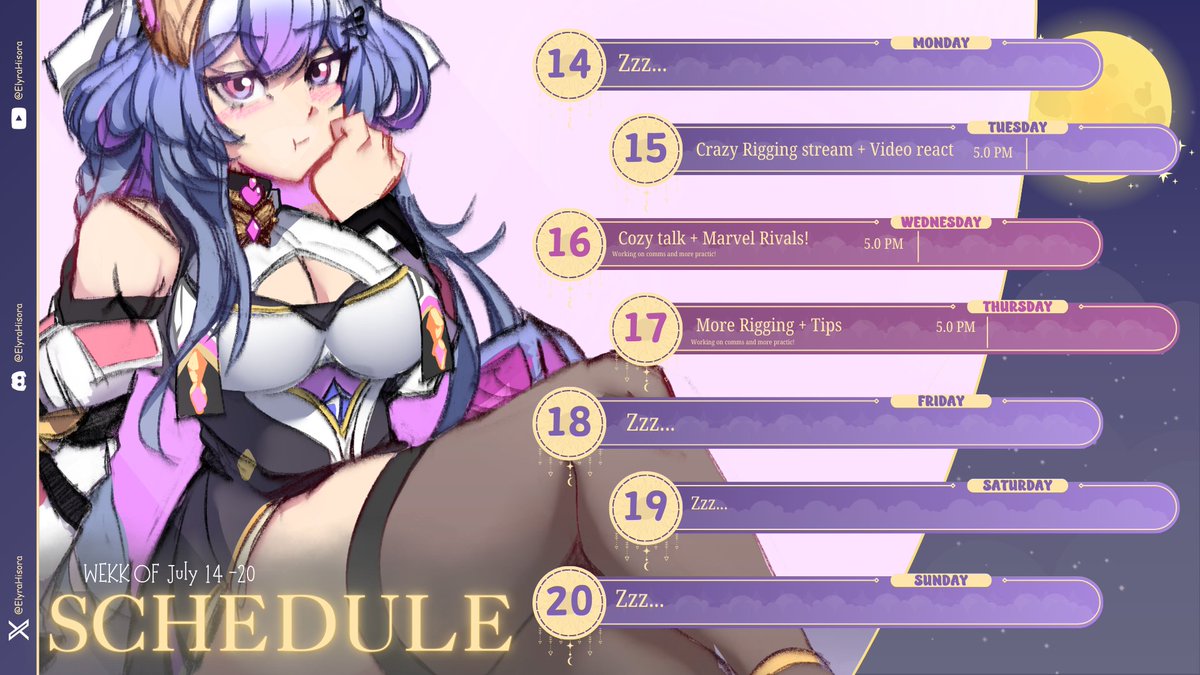 ElyraHisora's tweet image. Schedule of the week!!
 See you soon Gosplings&amp;lt;3 🤍