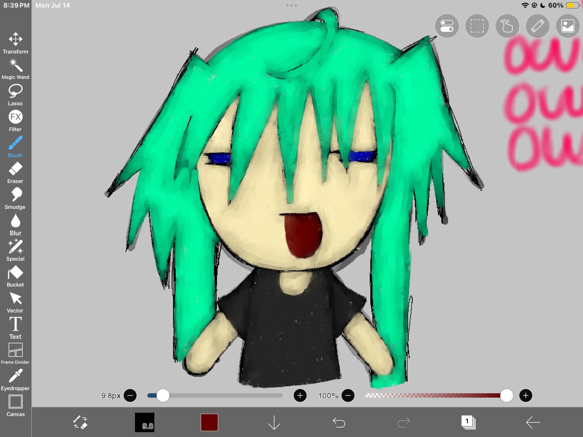 um. brush test. very fire brush. i know he’s ugly as fuck. i created him with the colors ibis paint gives u when you first get the app.